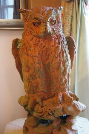 A Rare Stunning Pair of Terracotta Owls.
