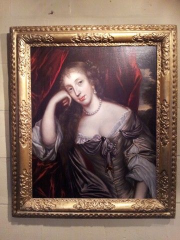 Early 18th Century Portrait of Courting Lady by Follower of Dutch Artist Lely