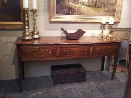 Wonderful 18th Century Elm Serving Dresser Base with Burr Elm Crossbanding