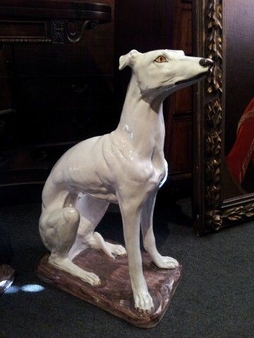 fig 1. Wonderful pair of continental faience models of greyhounds.