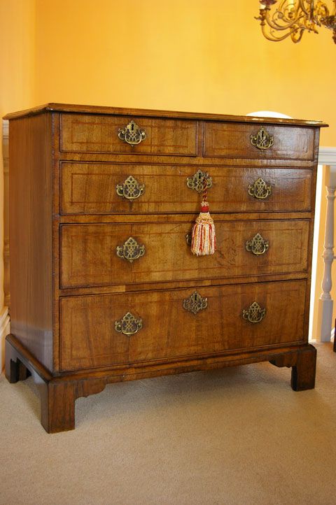 Superb Geo I Walnut Chest of Drawers with Inlay and Cross Banding.