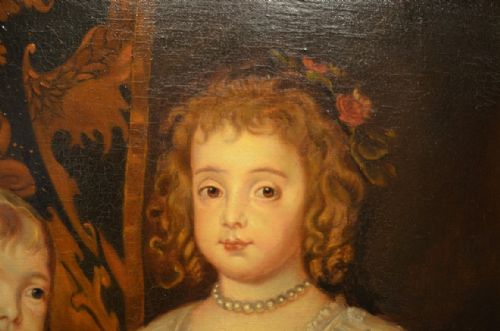 fig 1. Superb 19th Century Oil on canvas of The Three Children of King Charles I after Anthony Van Dyck