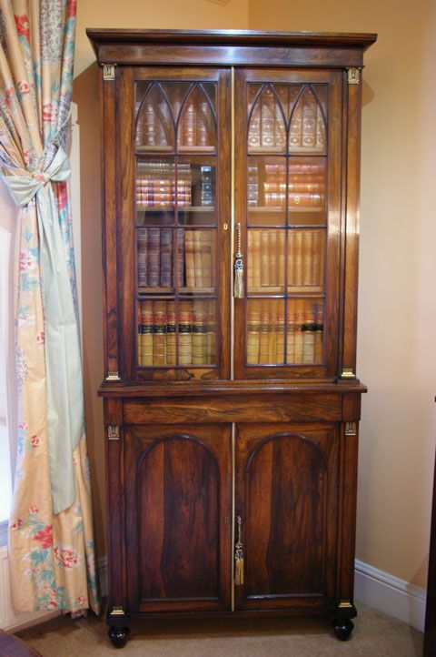 A Stunning Rare Regency Rosewood Bookcase Cabinet