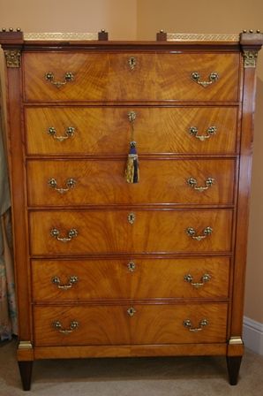 fig 1. Stunning 19th Century Ormolu Mounted Satin Birch Chest