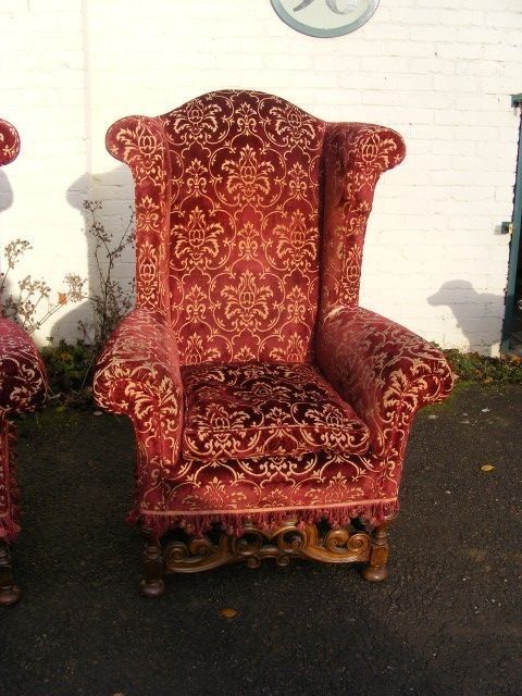 fig 1. Superb William and Mary Style Suite of Settee and Wing Chair. C1900