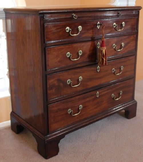 fig 1. Beautiful Georgian Mahogany Bachelor Chest with brushing slide. C.1770