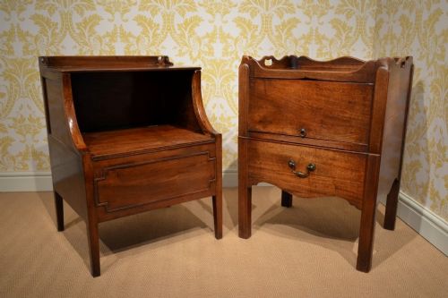 Two Georgian Bedside Cabinets of Different Styles and Great Colour.