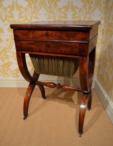 A Wonderful Continental Mahogany  Worktable/ Sidetable.