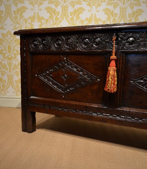 fig 2. Fabulous Late 17th Century Oak Coffer with beautiful deep carving and superb patination