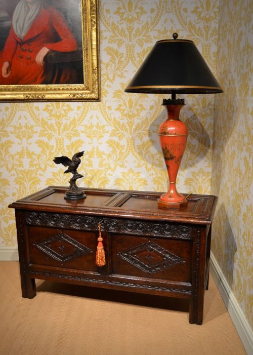 Fabulous Late 17th Century Oak Coffer with Beautiful Deep Carving and Superb Patination