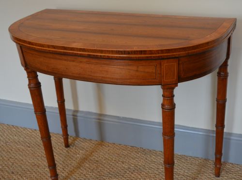 fig 1. Beautiful Regency Rosewood Demi-Lune Card Table