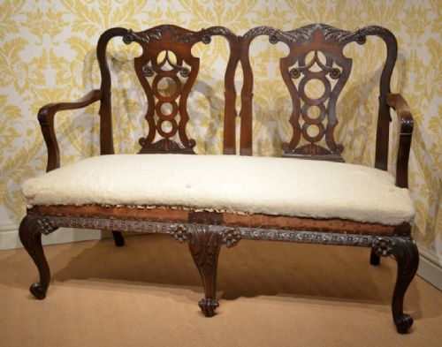 A Stunning Two Seater Settee in the Chippendale Style Circa 1900..