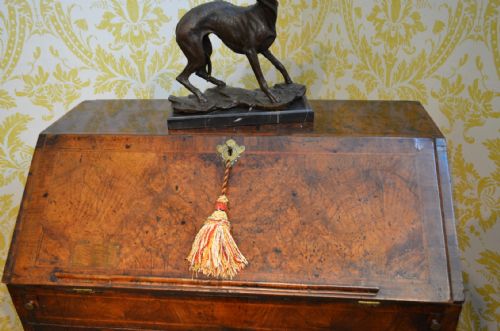 fig 2. Stunning 18th Century Walnut Bureau with featherbanding