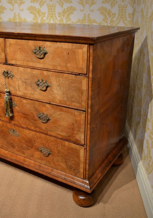 fig 2. Fabulous 18th Century crossbanded walnut chest with superb colour and patination.