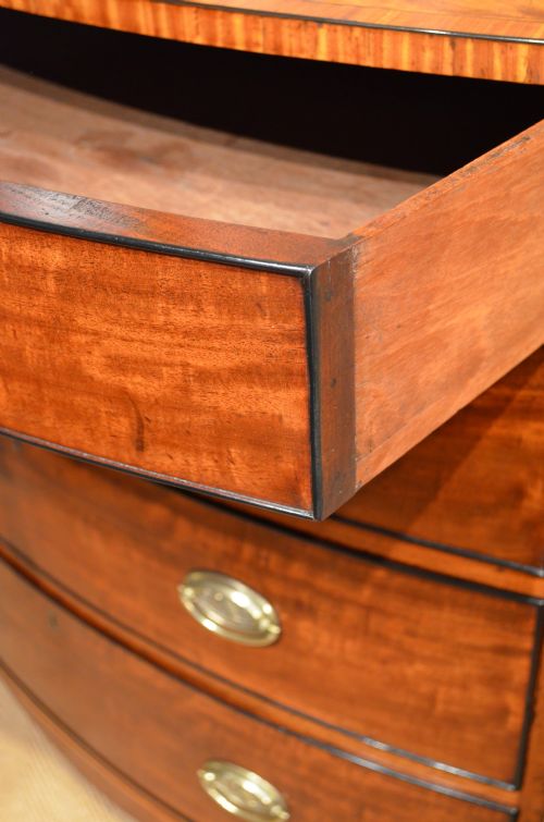 fig 1. Beautiful 18th Century Sheraton Mahogany Bowfront Chest of Drawers