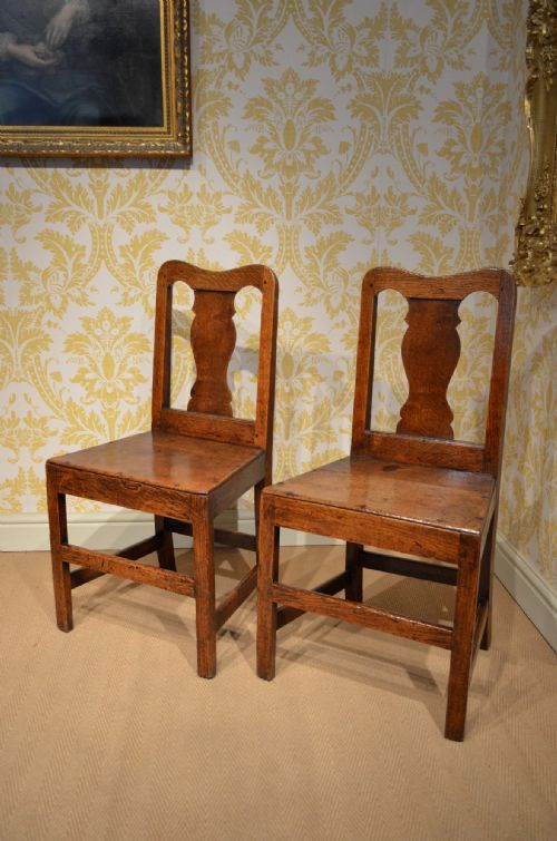 Stunning Pair of Late 18th Century Oak Hall Chairs