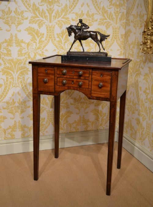 Delightful Regency Period Mahogany Occasional Table with Black Line Decoration Throughout.