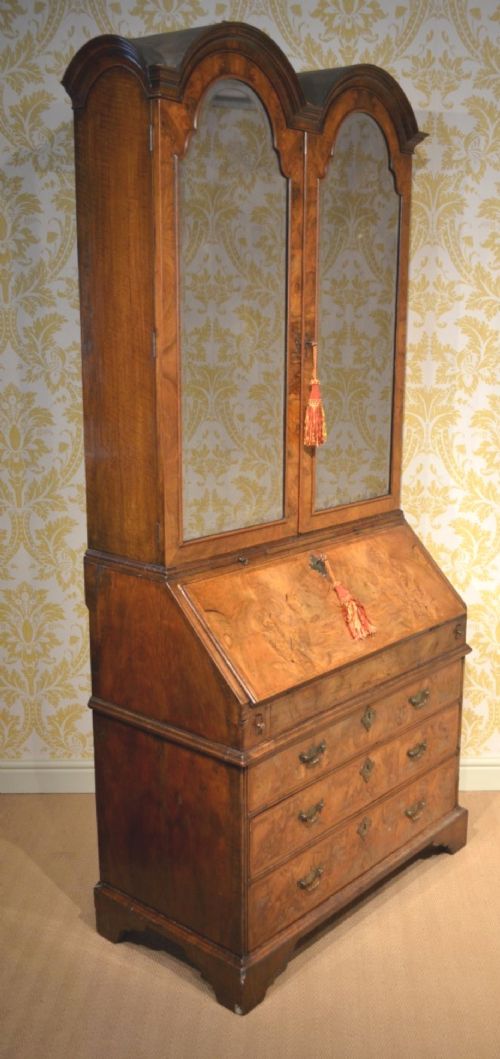 Fabulous Early 18th Century Walnut Double Domed Bureau Bookcase.