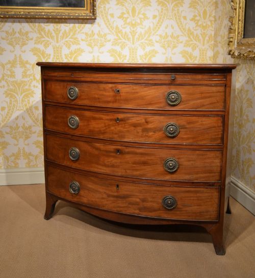 Beautiful Mahogany Bow Front Chest of Drawers with Brushing Slide C.1800
