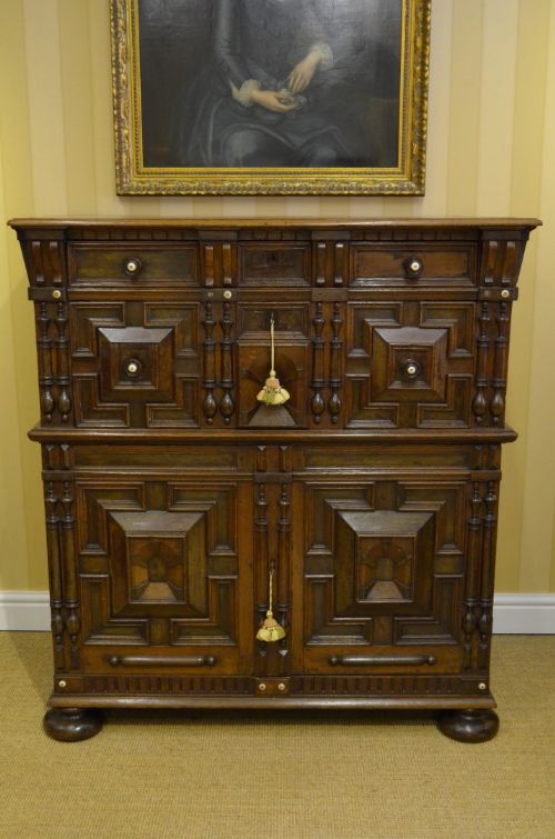 A 17th Century Dutch Oak and Fruitwood Chest/cabinet in Two Parts.