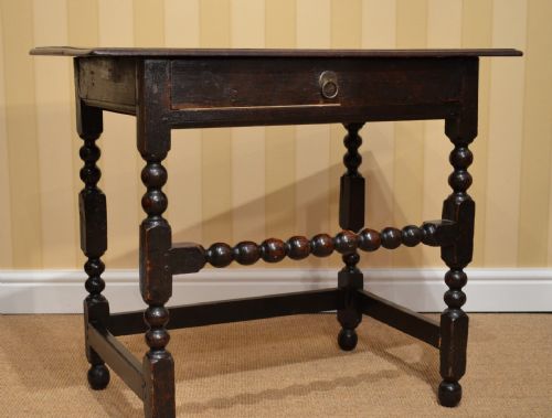 Fabulous 17th Century Oak Side Table with Bobbin Turned Legs