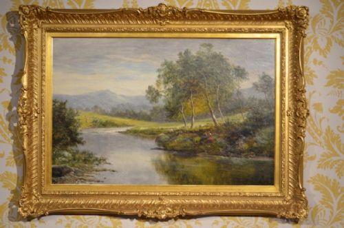Beautiful 19th Century Oil on Canvas of Country Scene Signed D Sherrin