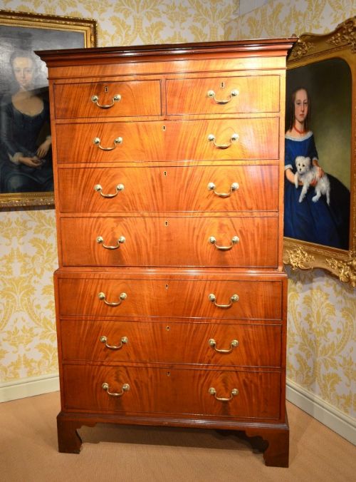 Stunning Late Georgian Mahogany Chest on Chest of Fabulous Colour and  Proportions