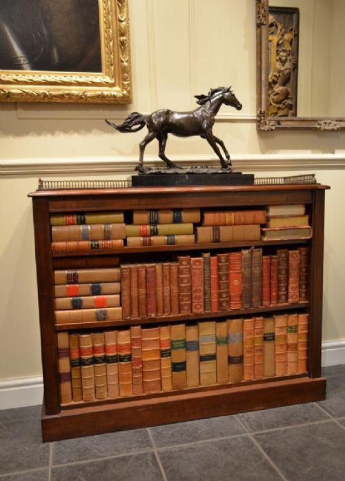 Fabulous 19th Century Mahogany Open Bookcase with Decorative Brass Gallery