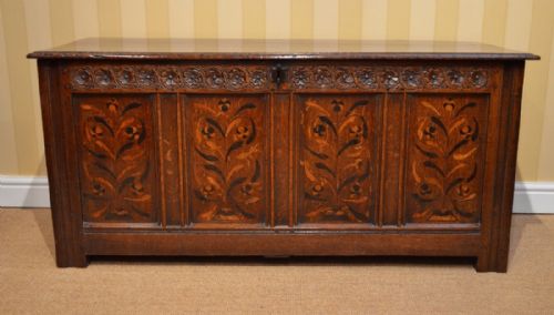 Fine 17th Century Inlaid Oak Coffer