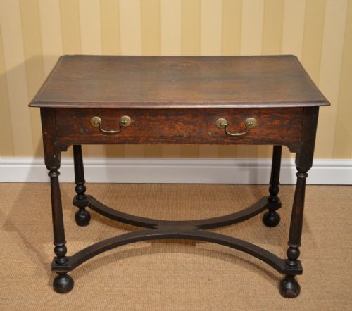 Superb 18th Century Oak Side Table with Unusal X-shaped Stretcher