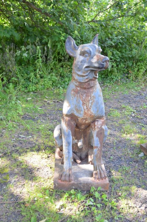 fig 1. Fabulous 19th Century Pair of Life Size Cast Iron Dogs. Decorative and Unsual
