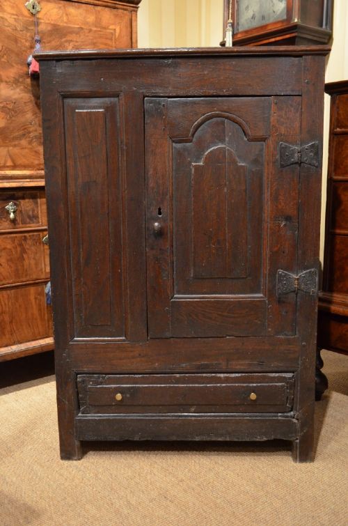 Fabulous 17th Century Oak Pannelled Cupboard with Arch Door with Wonderful Colour and Patination