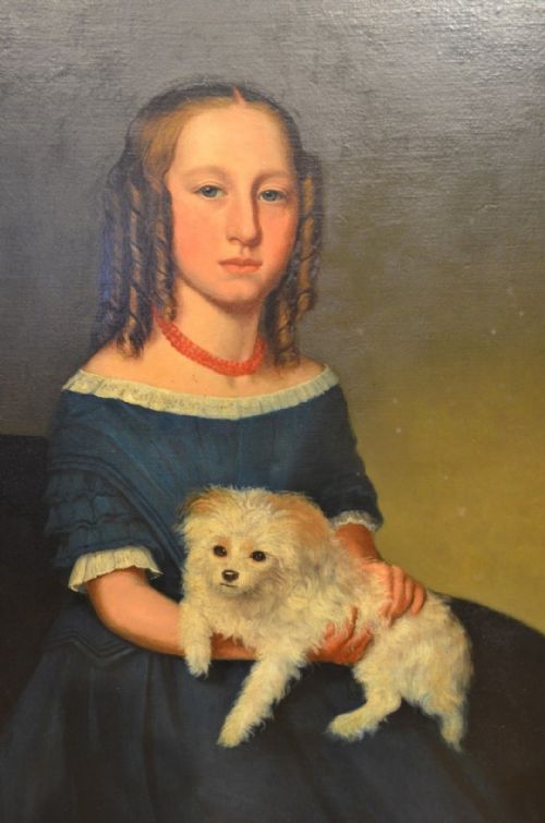 fig 2. Fabulous 19th Century Portrait of a young girl and her dog