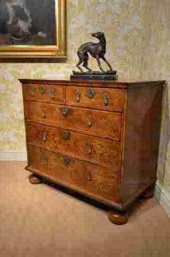 fig 1. Superb 18th Century burr walnut Chest of lovely proportions and great colour