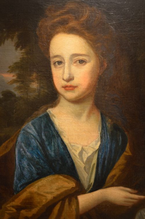 fig 1. Beautiful Portrait of a young lady in original carved giltwood frame C1700