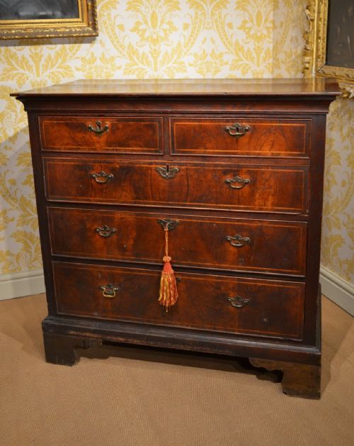 Fabulous Early Country Walnut and Oak Chest of Drawers C1740