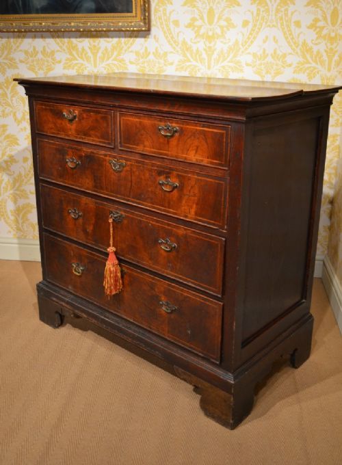 fig 1. Fabulous Early Country Walnut And Oak Chest Of Drawers C1740