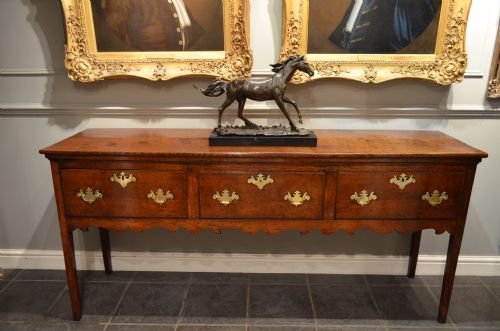 A Stunning Georgian Oak Three Drawer Dresser Base