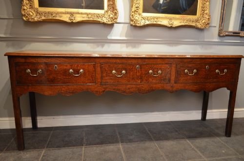 fig 1. A Stunning Oak Three Drawer Dresser Base.