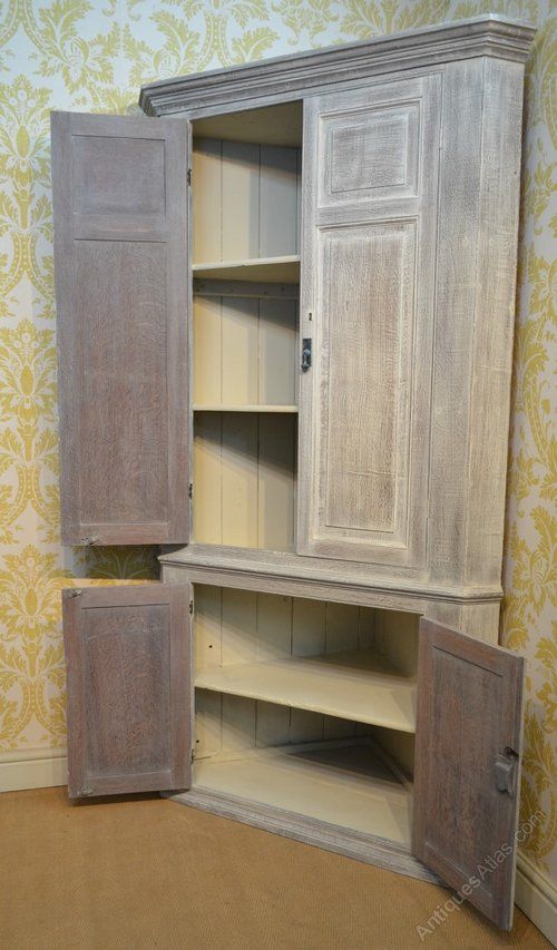 fig 1. Decorative Georgian Bleached Oak Standing Corner Cupboard