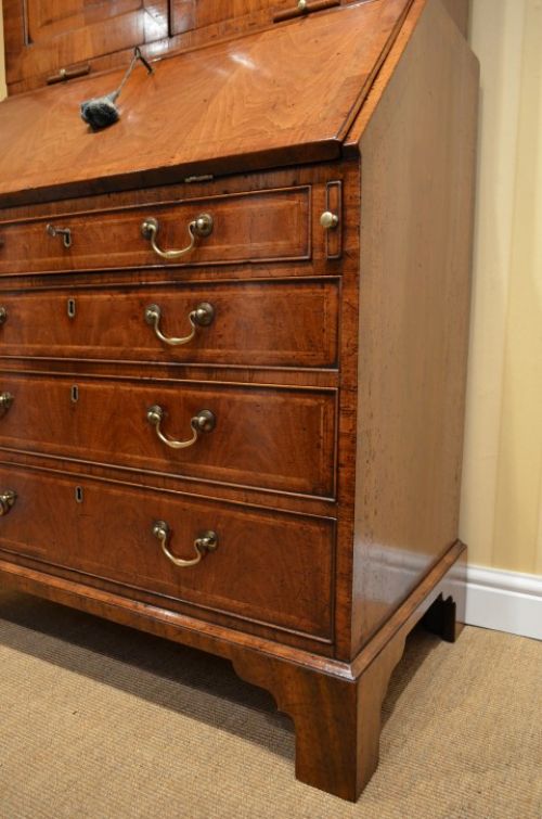 fig 2. Early 18th Century Walnut Mirrored Bureau Bookcase