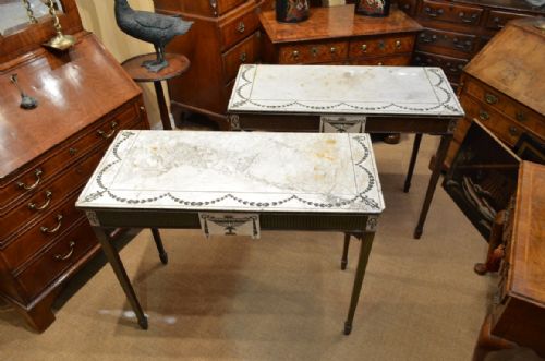 Fabulous 19th Century Decorative Matched Pair of Marble Top Console Tables
