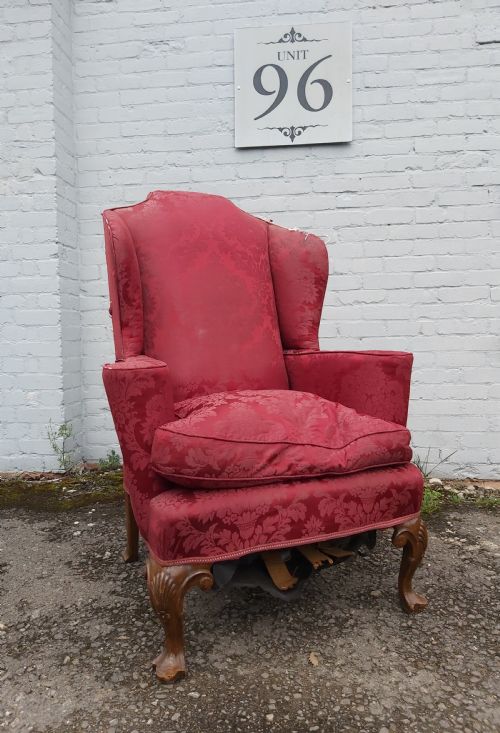 Fabulous 19th Century Wing Back Armchair  with Cabriole Leg