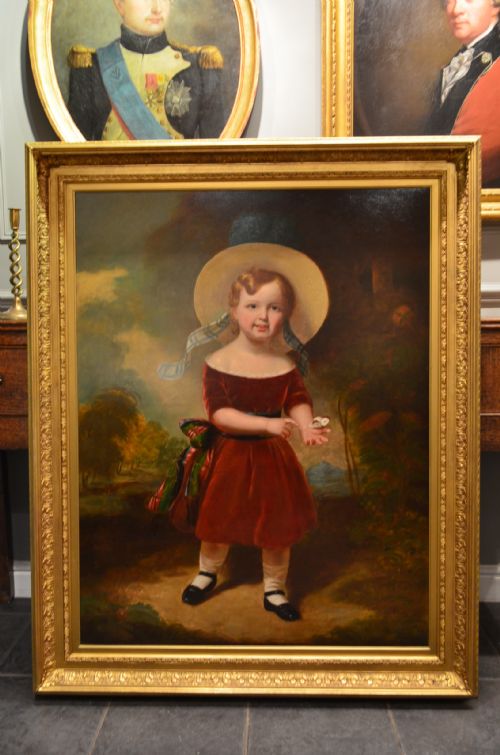 FABULOUS 19TH CENTURY OIL ON CANVAS PORTRAIT OF YOUNG BOY WITH A BUTTERFLY HENRY SCOTT 18041860 - ADDITIONAL PHOTO 1
