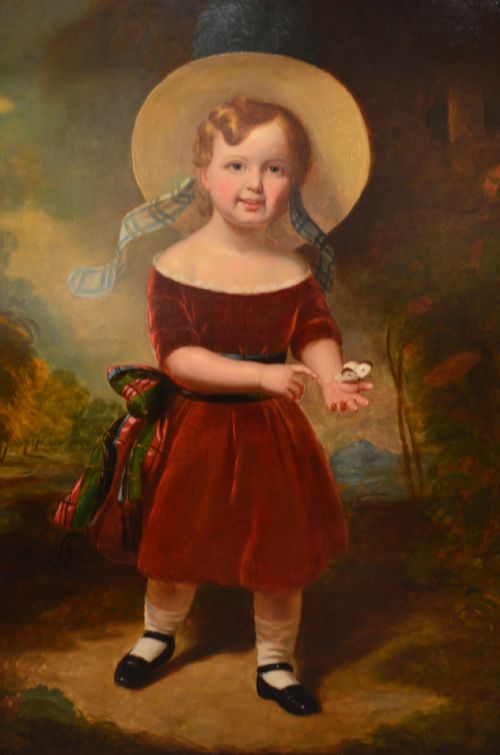 FABULOUS 19TH CENTURY OIL ON CANVAS PORTRAIT OF YOUNG BOY WITH A BUTTERFLY HENRY SCOTT 18041860 - ADDITIONAL PHOTO 2
