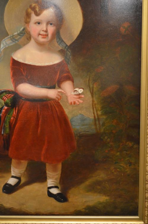 FABULOUS 19TH CENTURY OIL ON CANVAS PORTRAIT OF YOUNG BOY WITH A BUTTERFLY HENRY SCOTT 18041860 - ADDITIONAL PHOTO 4
