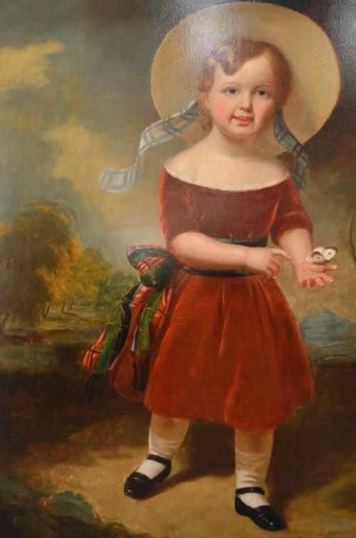 FABULOUS 19TH CENTURY OIL ON CANVAS PORTRAIT OF YOUNG BOY WITH A BUTTERFLY HENRY SCOTT 18041860 - ADDITIONAL PHOTO 5