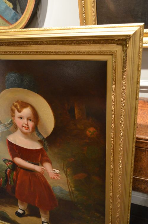 FABULOUS 19TH CENTURY OIL ON CANVAS PORTRAIT OF YOUNG BOY WITH A BUTTERFLY HENRY SCOTT 18041860 - ADDITIONAL PHOTO 6