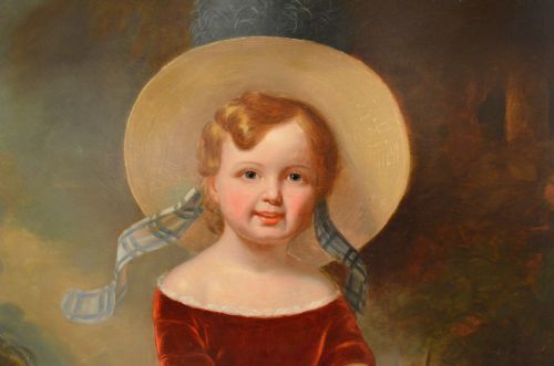FABULOUS 19TH CENTURY OIL ON CANVAS PORTRAIT OF YOUNG BOY WITH A BUTTERFLY HENRY SCOTT 18041860 - ADDITIONAL PHOTO 8