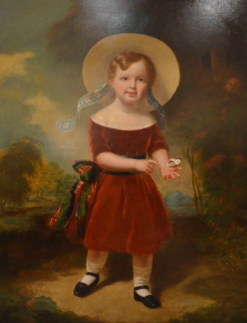 FABULOUS 19TH CENTURY OIL ON CANVAS PORTRAIT OF YOUNG BOY WITH A BUTTERFLY HENRY SCOTT 18041860 - ADDITIONAL PHOTO 15